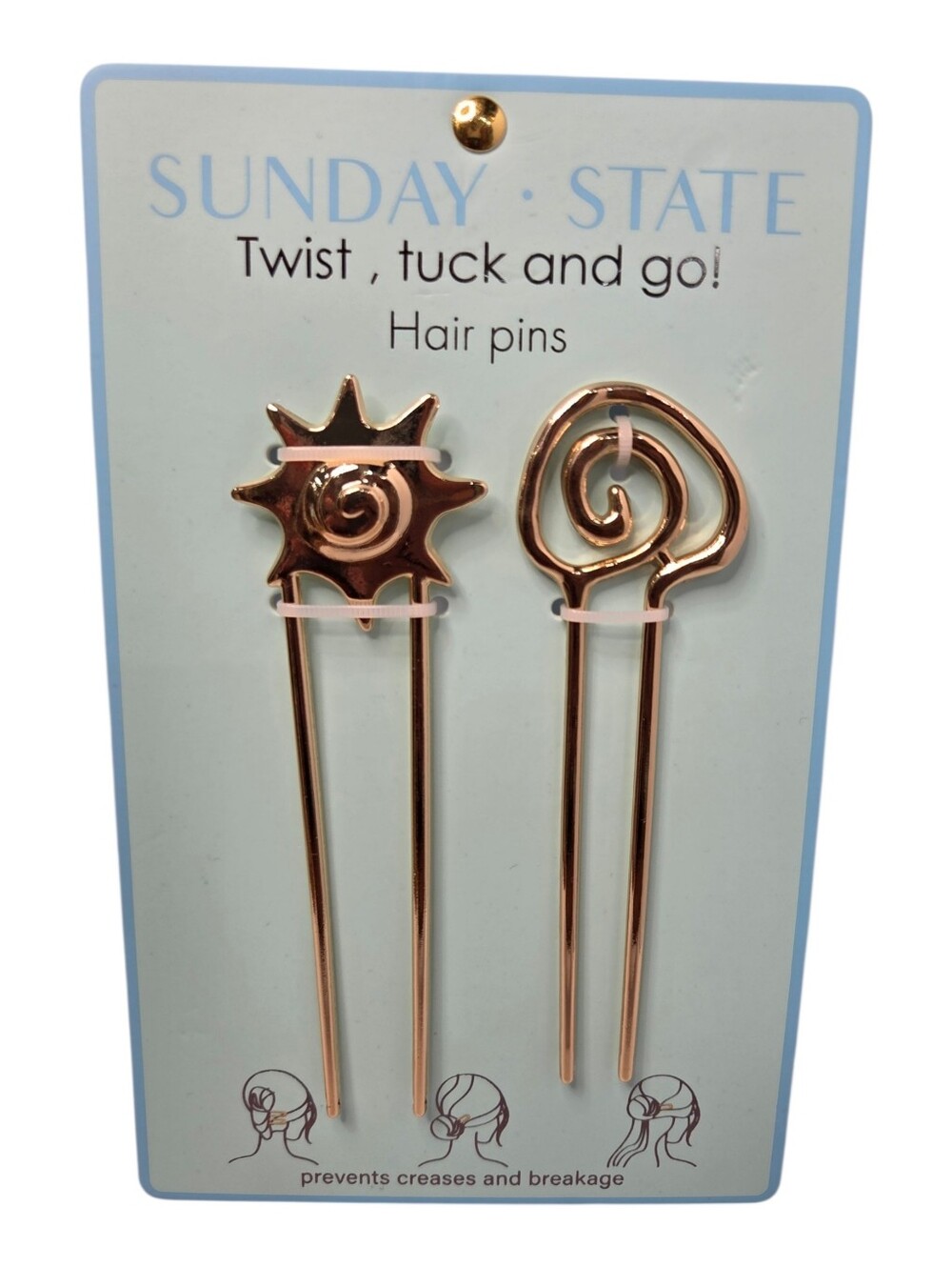 💛▪️SUNDAY STATE▪️ Twist, Tuck and Go! Gold Hair Pins (2-Pack)